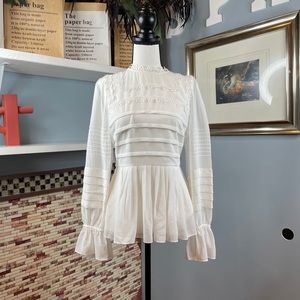 Ted Baker pintuck mixed lace long sleeve top